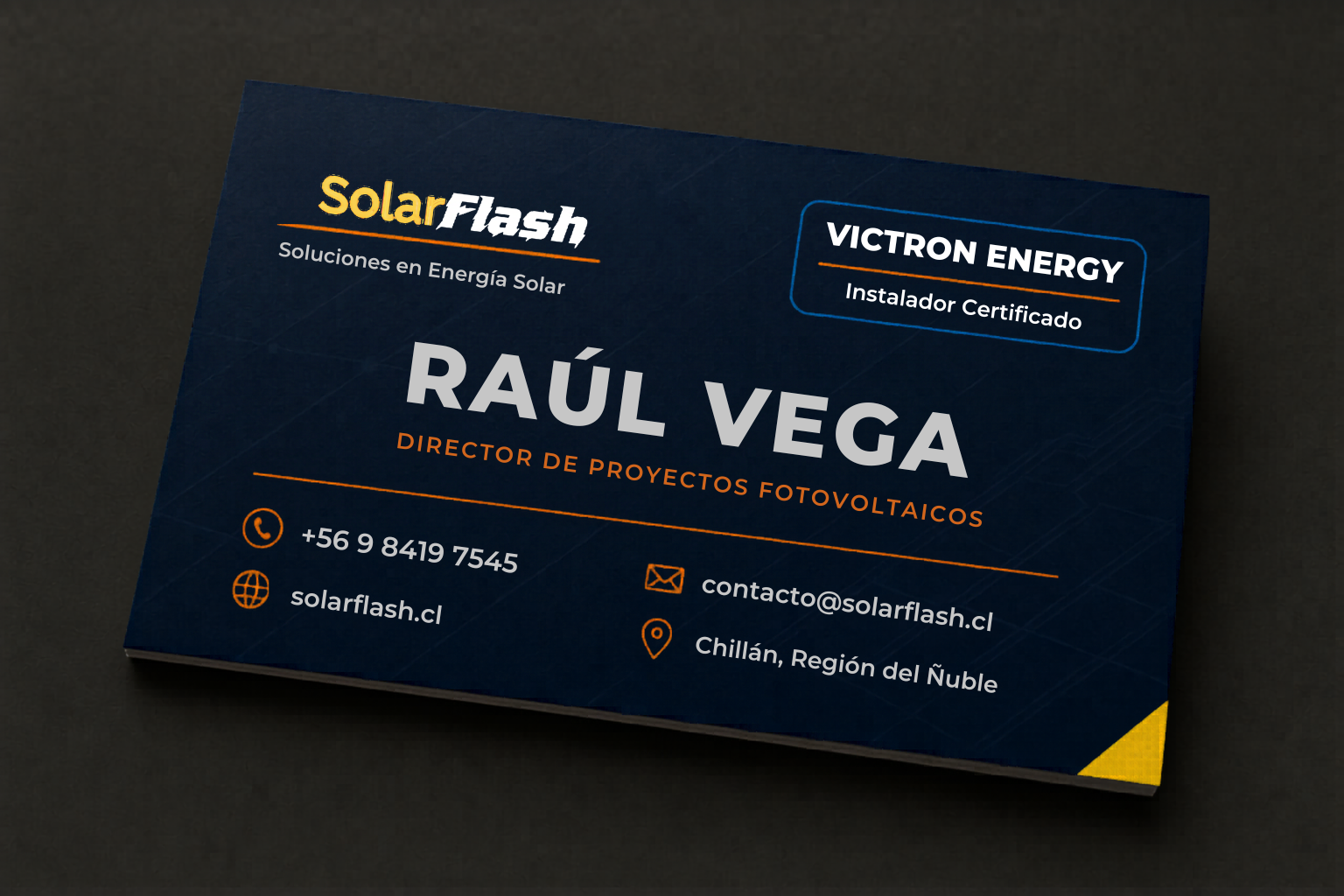 Tarjeta de presentación SolarFlash — Vista frontal
